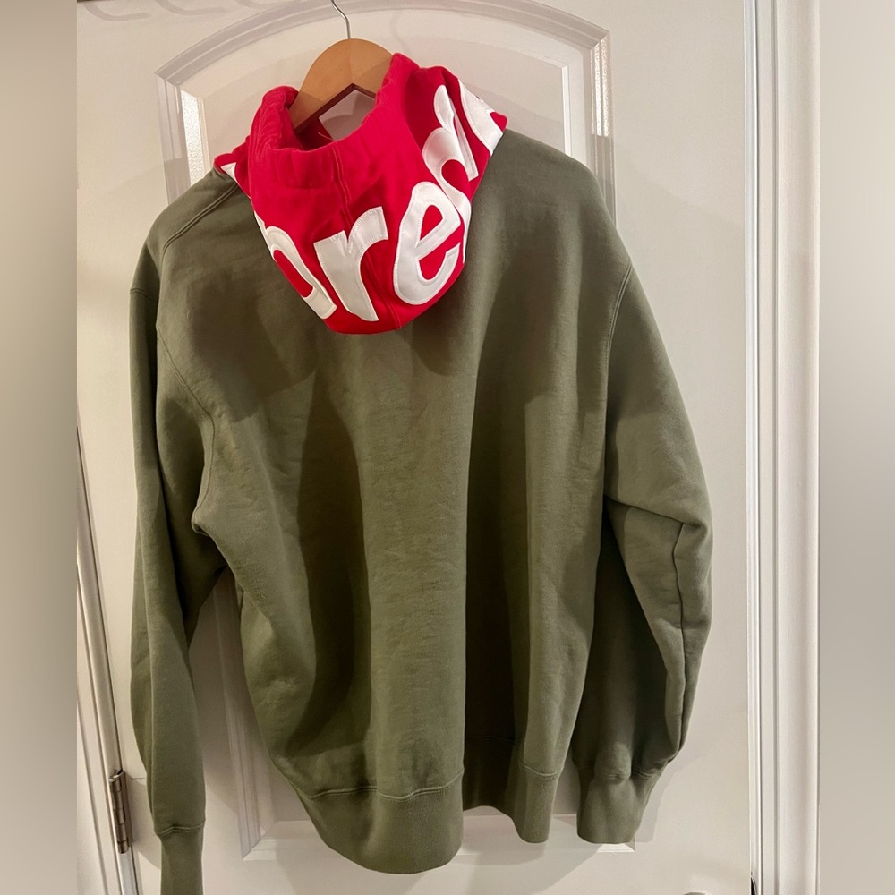 Supreme contrast hooded sweatshirt - olive red - medium